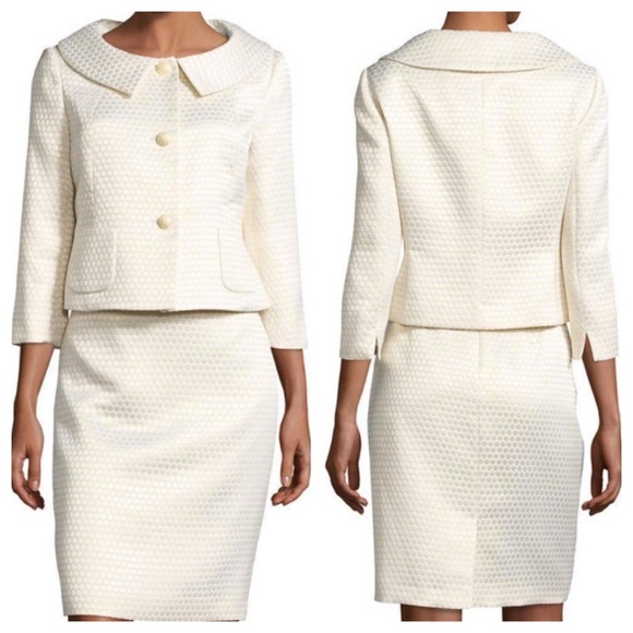 Albert Nipon Jacquard Polka-Dot Jacket w/ Skirt - Picture 5 of 6